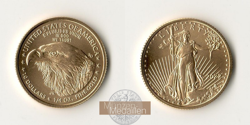 USA  10 Dollar MM-Frankfurt  Feingold: 7,77g American Gold Eagle (Type 2) 2022 