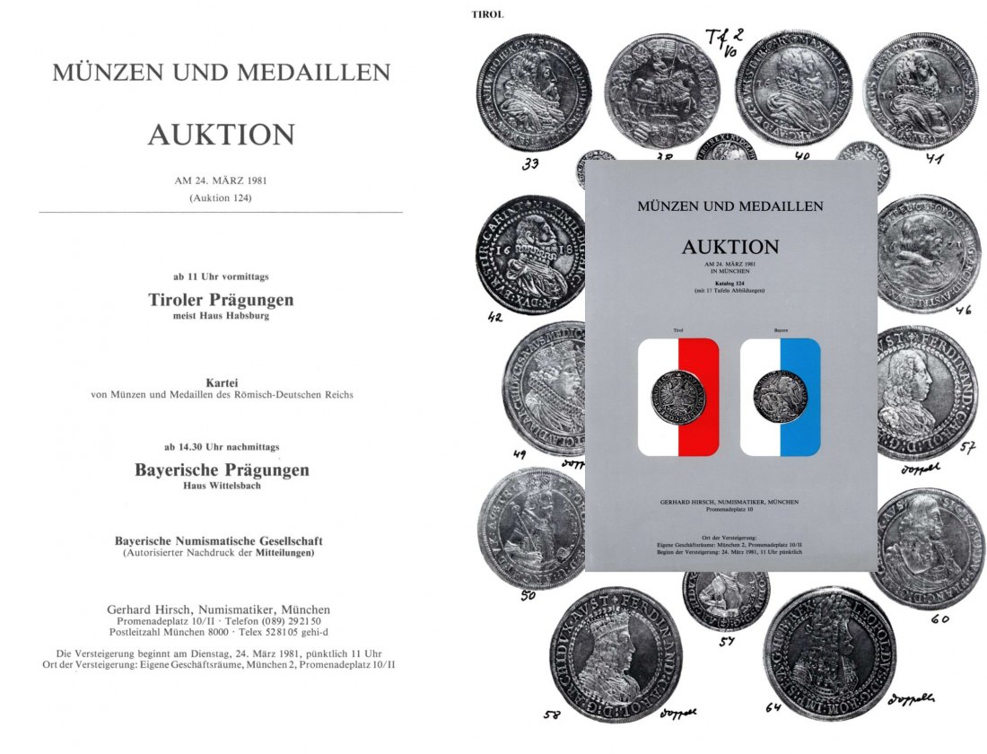  Hirsch (München) Auktion 124 (1981) Sammlung Tiroler Prägungen ,Sammlung BAYERN Bayerische Prägungen   