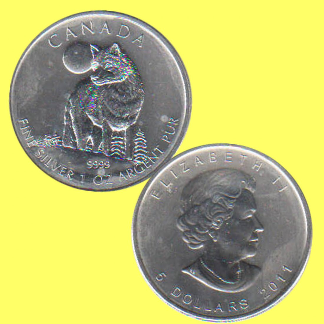  Kanada 5 Dollars Silbermünze *Wildlife - Timber Wolf* 2011 1oz Silber   