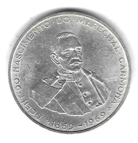  Portugal 50 Escudos 1969, Oscar Carmona, Silber 18 gr. 0,650, Stempelglanz, siehe Scan unten   