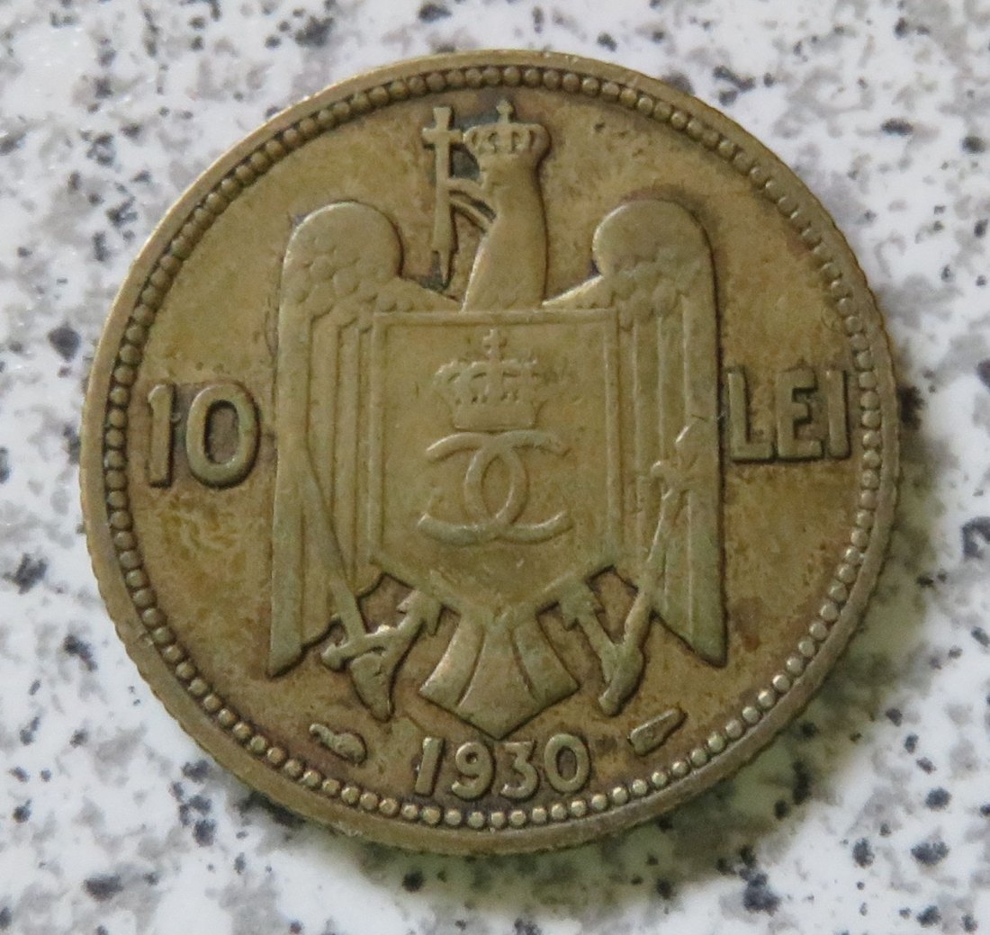  Rumänien 10 Lei 1930, mit Münzzeichen   