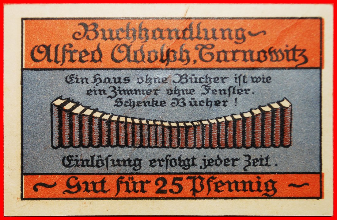 * POLAND: GERMANY TARNOWITZ★25 PFENNIG (1921) UNCOMMON JUST PUBLISHED! CRISP★LOW START ★ NO RESERVE!