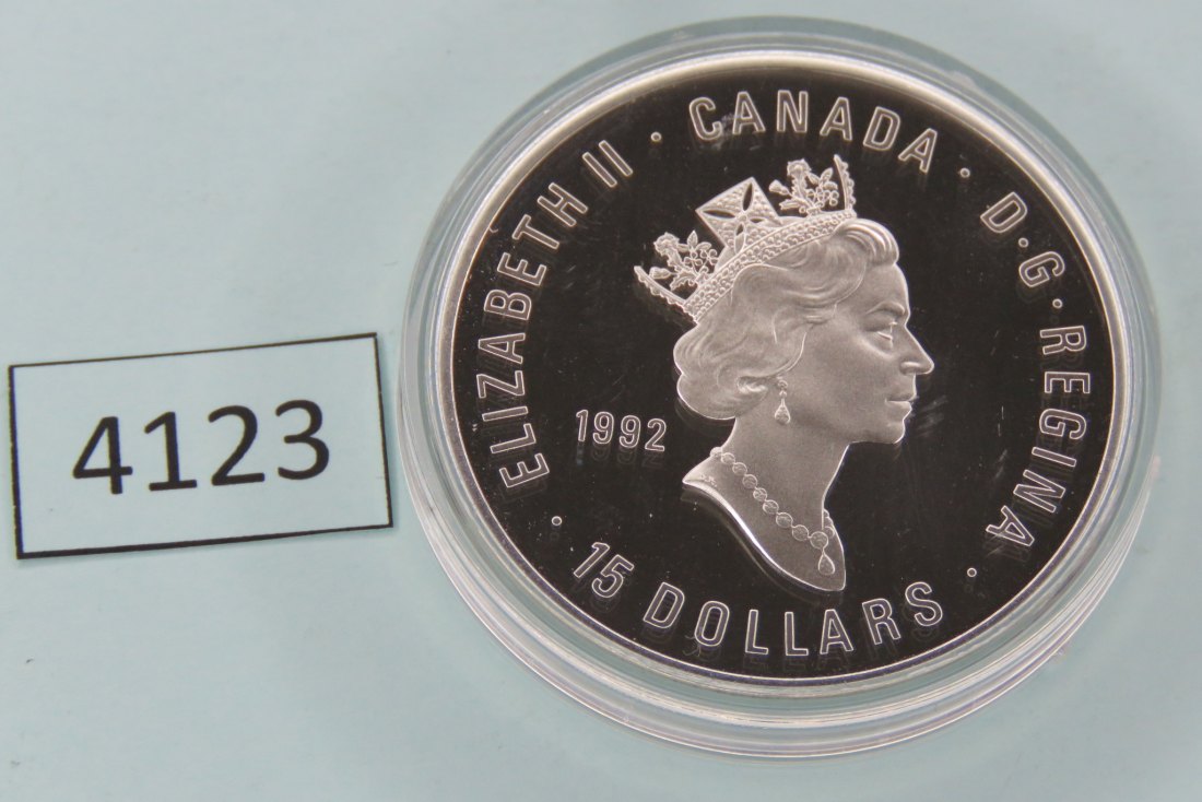  4123 Kanada 1992 15 Dollars; 100 Jahre Olympia; SILBER PP   