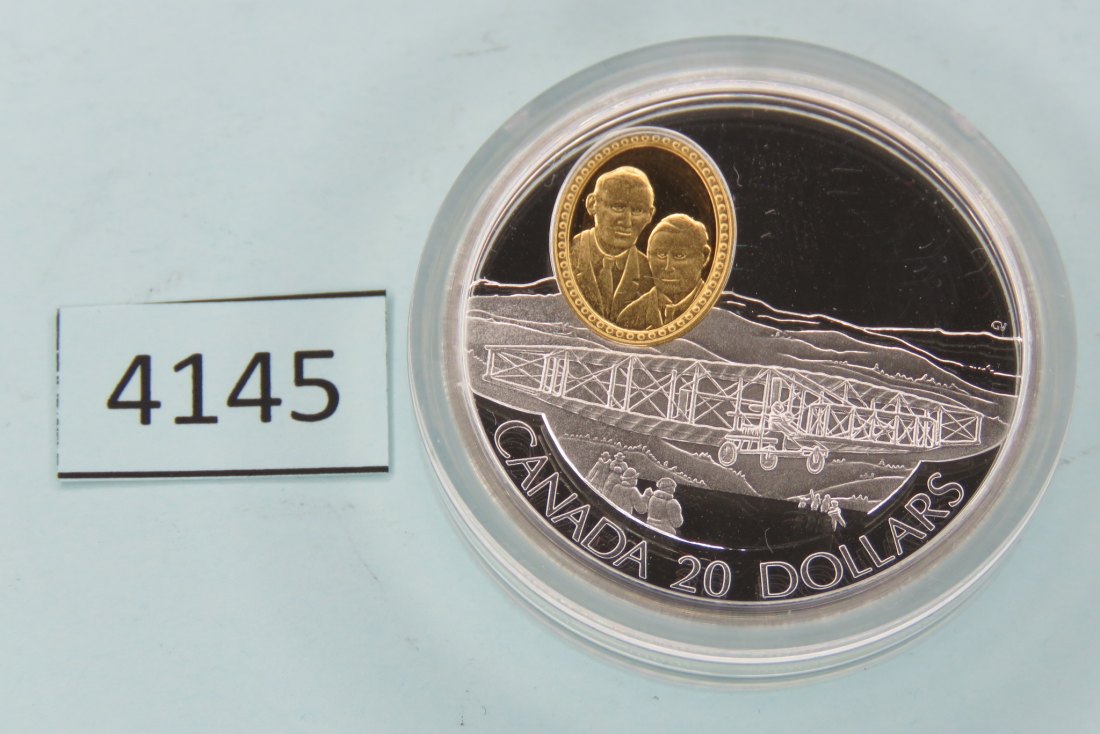 4145 Kanada 1991; 20 Dollars; Serie Flugpioniere ; SILBER PP + GOLD
