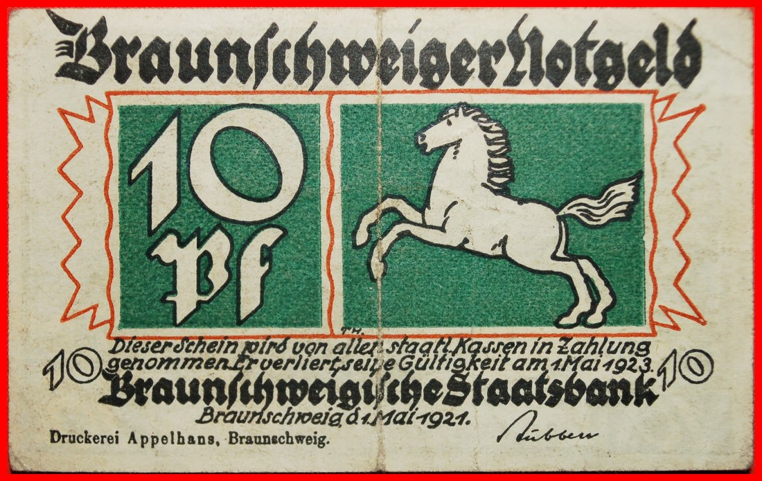  * WAGEN: DEUTSCHLAND BRAUNSCHWEIG ★ 10 PFENNIG 1921! KNACKIG! ★OHNE VORBEHALT   