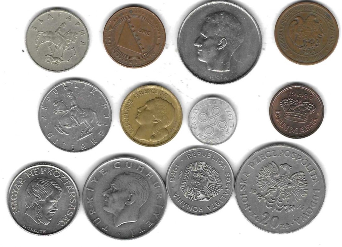  Europa- Lot mit 12 Münzen - 12 Länder, SS - Stempelglanz, Einzelaufstellung und Scan siehe unten   