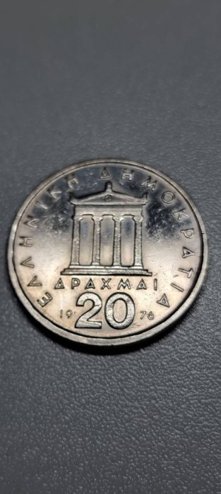  Griechenland 20 Drachme 1976 Umlauf VZ   