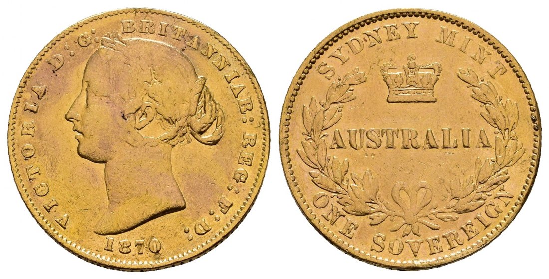 PEUS 8265 Australien 7,32 g Feingold. Victoria (1837 - 1901) Sovereign GOLD 1870 Sydney Fast Sehr schön