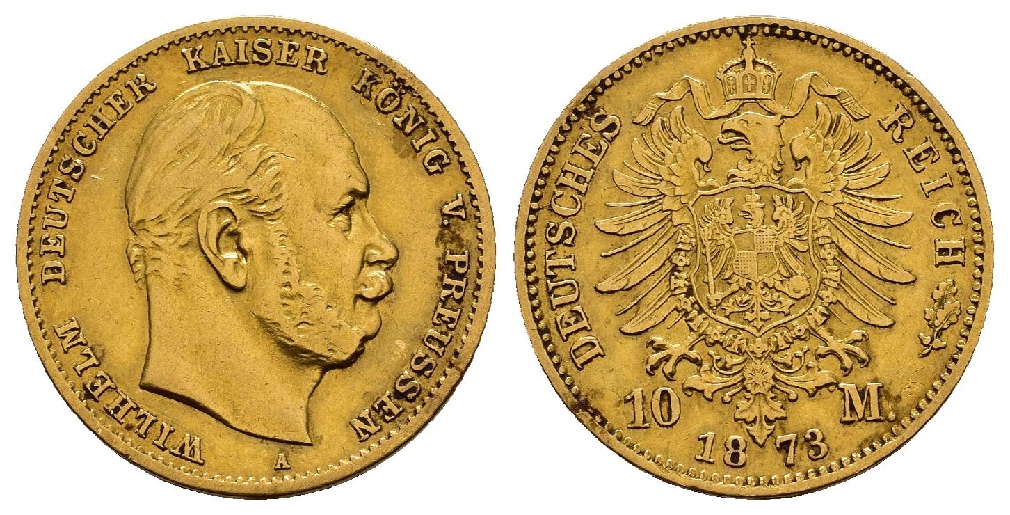 PEUS 8269 Preußen - Kaiserreich 3,58 g Feingold. Wilhelm I. (1861 - 1888) 10 Mark GOLD 1873 A Sehr schön