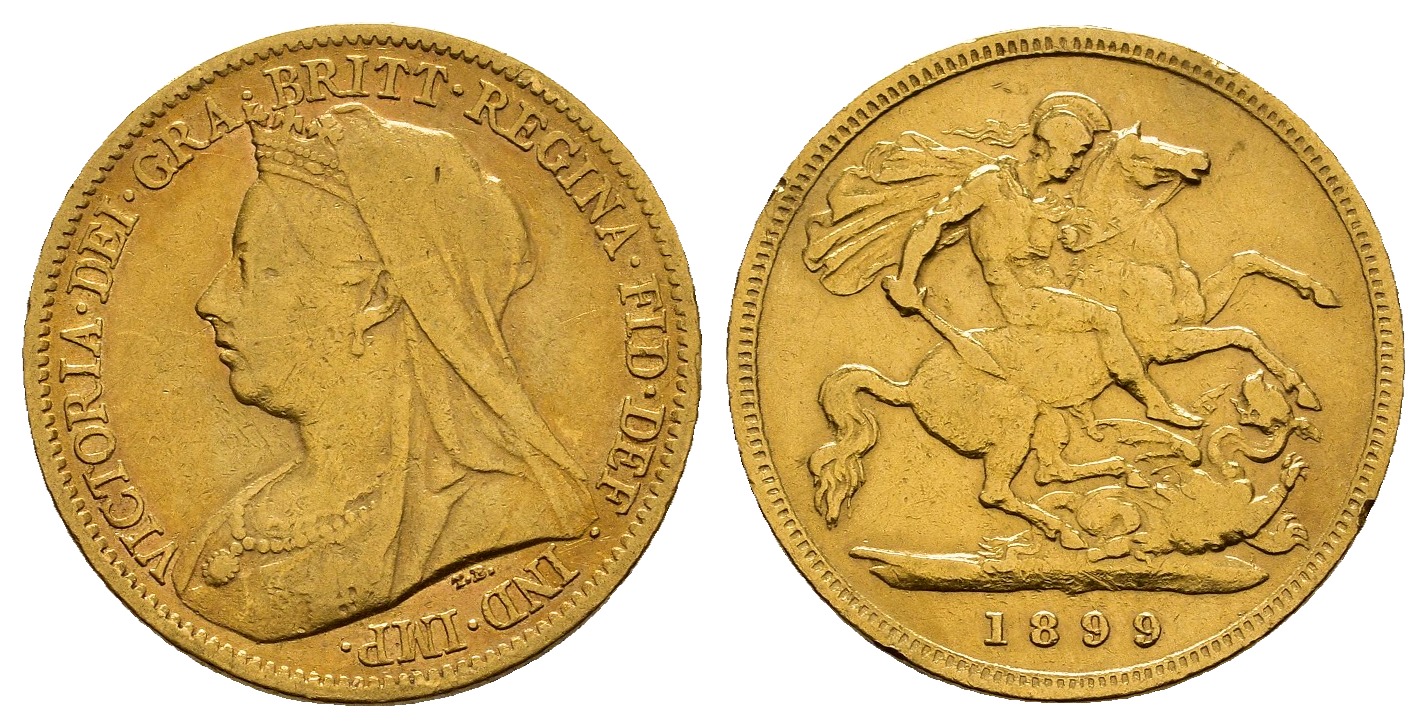 PEUS 8275 Großbritannien 3,66 g Feingold. Witwenschleier Victoria (1837 - 1901) 1/2 Sovereign GOLD 1899 Fast sehr schön