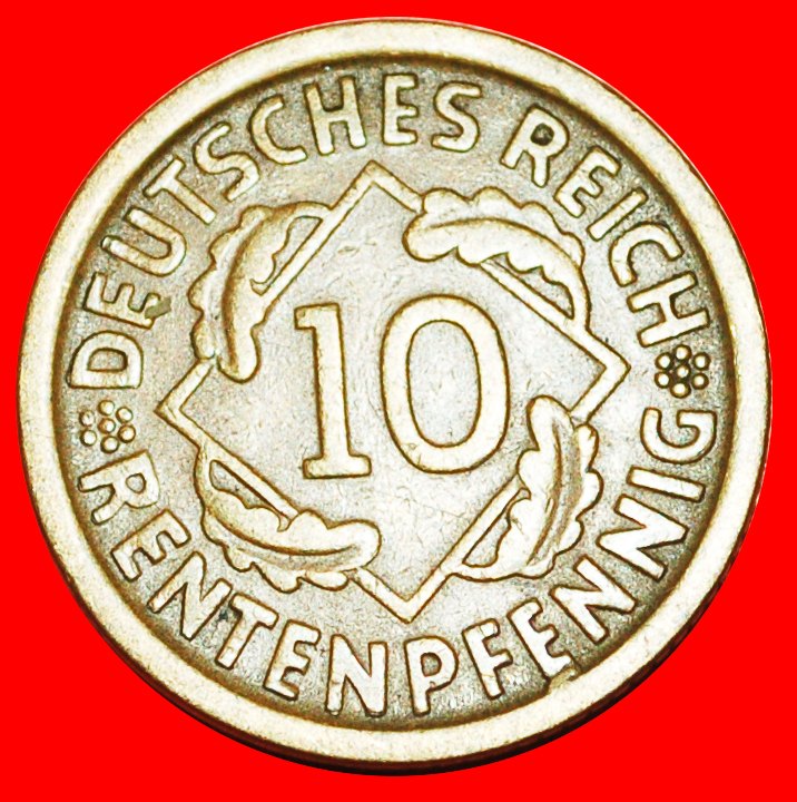  * PYRAMID OF WHEAT (1923-1925): GERMANY ★ 10 RENTENPFENNIG 1924D! ★LOW START★ NO RESERVE!   