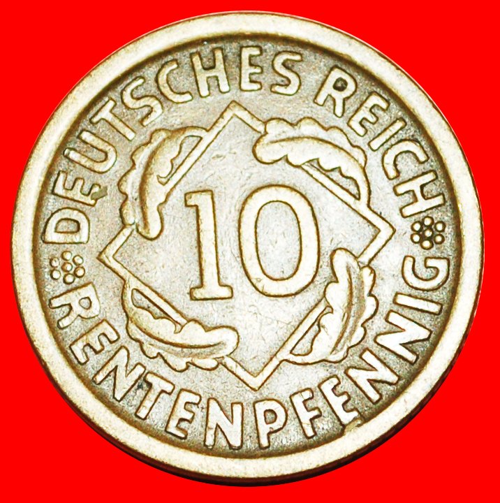  * PYRAMIDE von WEIZEN (1923-1925): DEUTSCHLAND ★ 10 RENTENPFENNIG 1924D! ★OHNE VORBEHALT!   