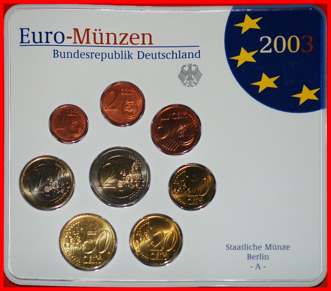  * EURO KURSMÜNZSATZ: DEUTSCHLAND ★ 2003A (8 MÜNZEN) STG STEMPELGLANZ UNGEWÖHNLICH!★OHNE VORBEHALT!   