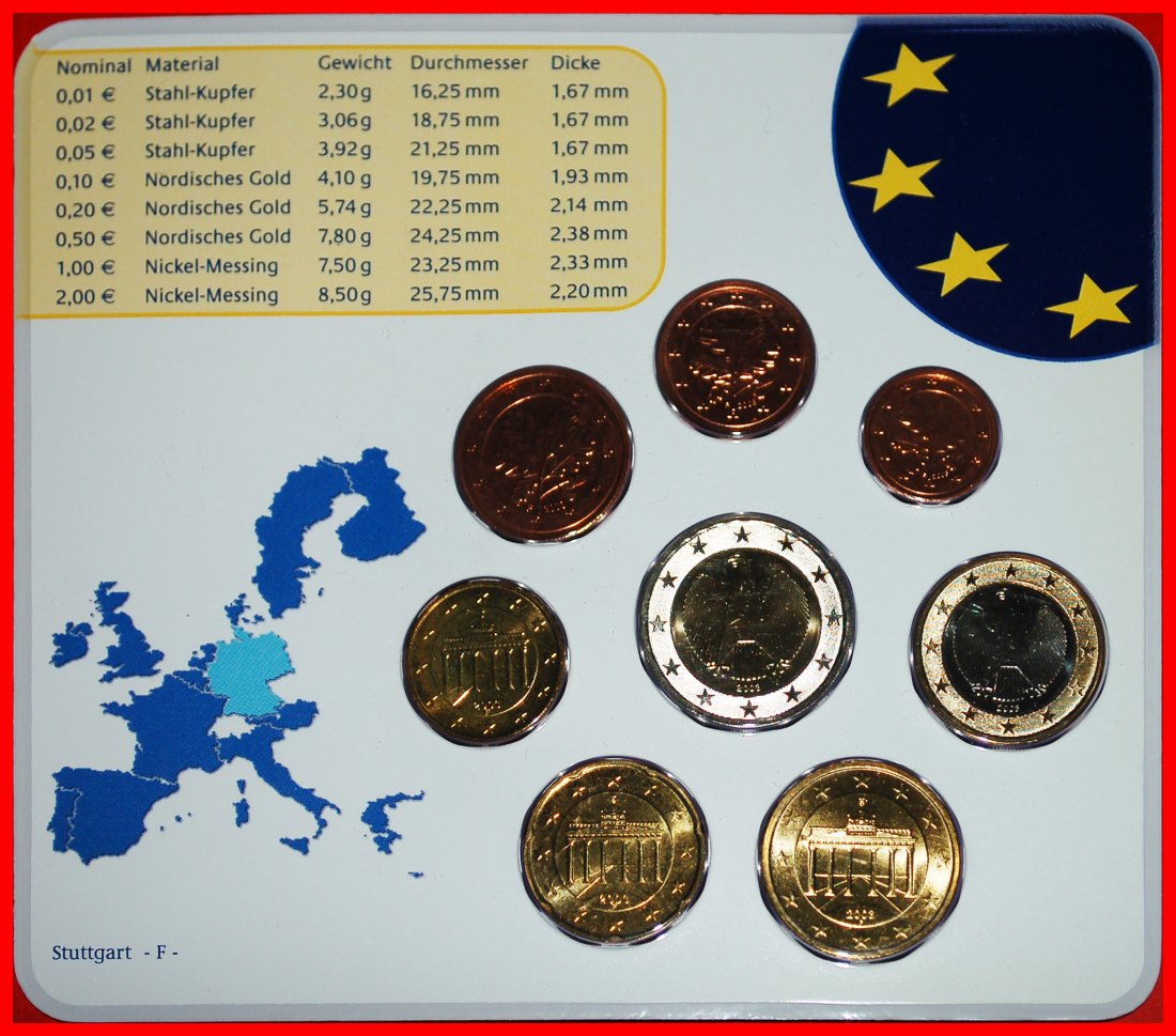  * EURO MINT SET: GERMANY ★ 2003F (8 COINS) UNC MINT LUSTRE UNCOMMON!★LOW START★ NO RESERVE!   