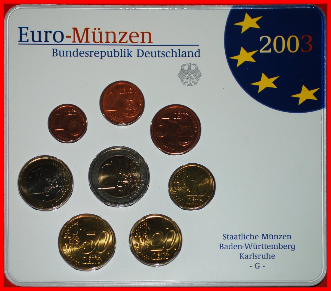  * EURO MINT SET: GERMANY ★ 2003G (8 COINS) UNC MINT LUSTRE UNCOMMON!★LOW START★ NO RESERVE!   