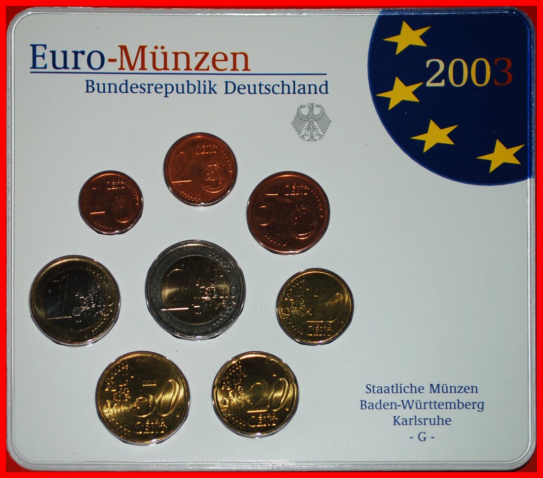 * EURO MINT SET: GERMANY ★ 2003G (8 COINS) UNC MINT LUSTRE UNCOMMON!★LOW START★ NO RESERVE!