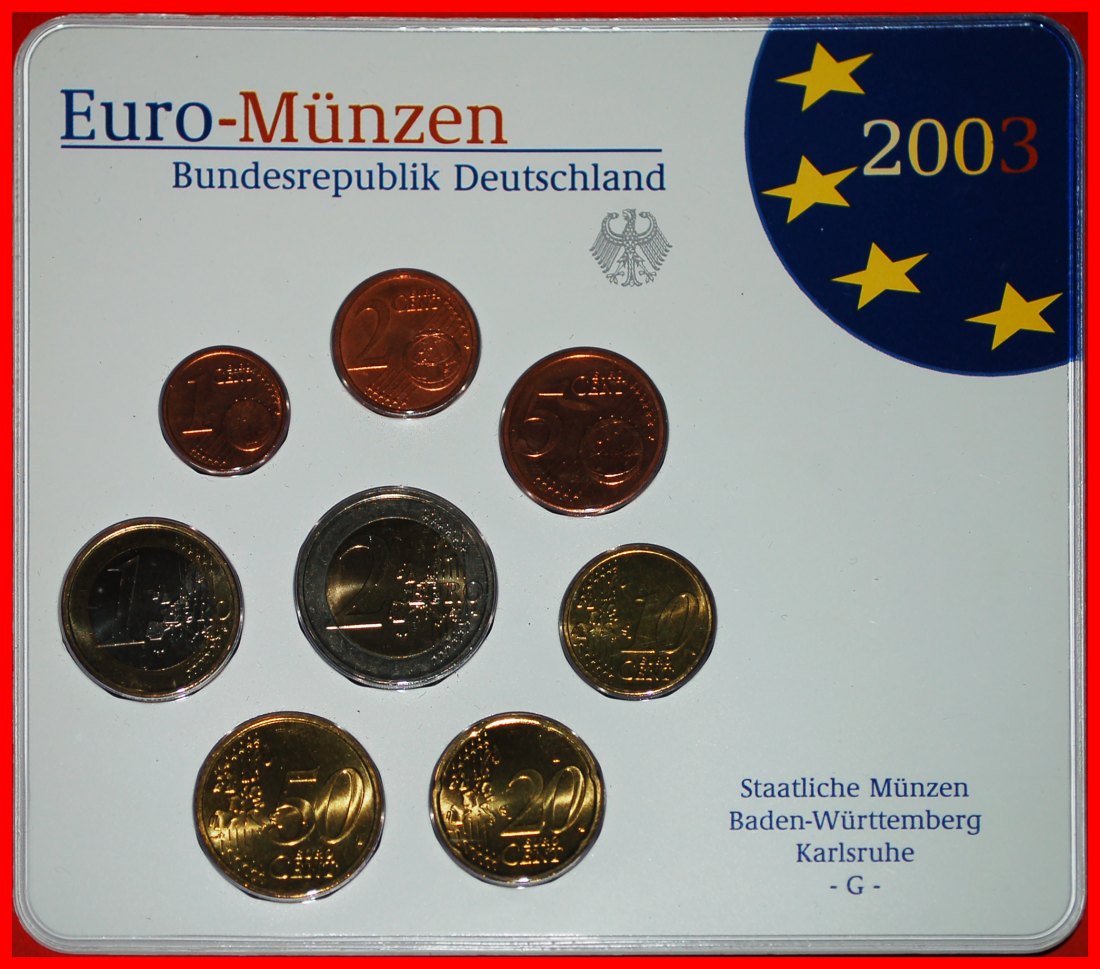  * EURO KURSMÜNZSATZ: DEUTSCHLAND ★ 2003G (8 MÜNZEN) STG STEMPELGLANZ UNGEWÖHNLICH!★OHNE VORBEHALT!   