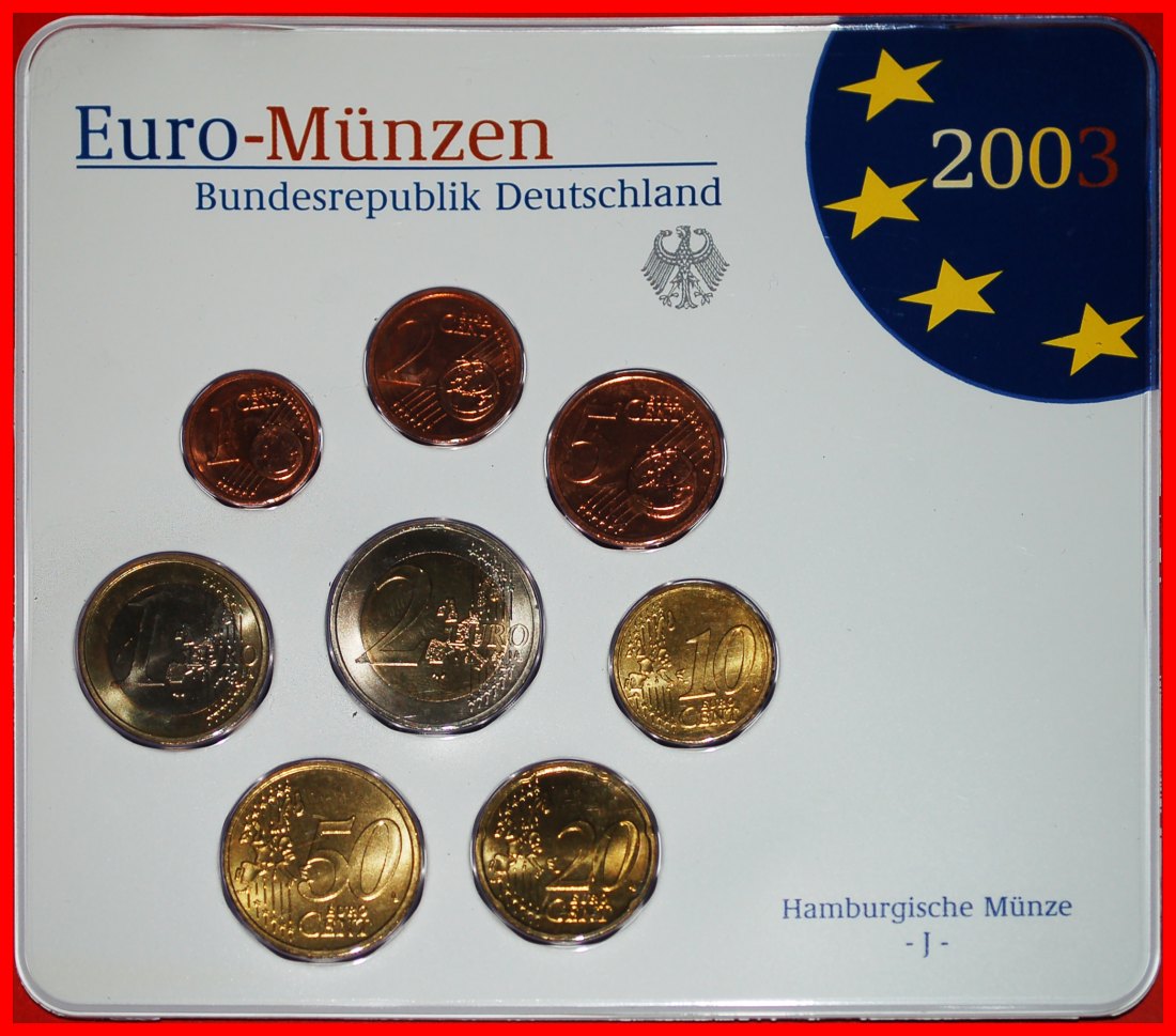  * EURO KURSMÜNZSATZ: DEUTSCHLAND ★ 2003J (8 MÜNZEN) STG STEMPELGLANZ UNGEWÖHNLICH!★OHNE VORBEHALT!   