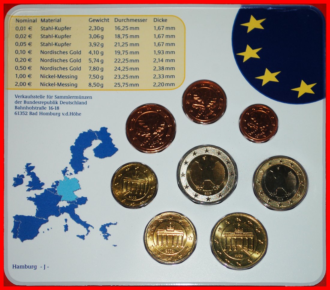  * EURO MINT SET: GERMANY ★ 2003J (8 COINS) UNC MINT LUSTRE UNCOMMON!★LOW START★ NO RESERVE!   