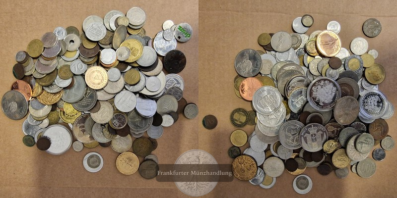  Diverse Münzen aller Welt aus verschiedenen Materialien   FM-Frankfurt Gewicht: 1,5kg   