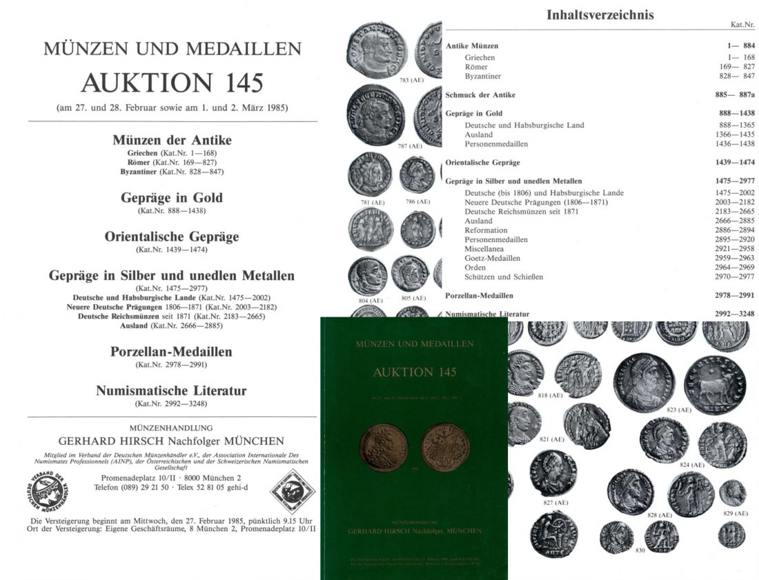  Hirsch (München) Auktion 145 (1985) Antike bis Neuzeit ,Orientalische Gepräge ,Porzellan Medaillen   