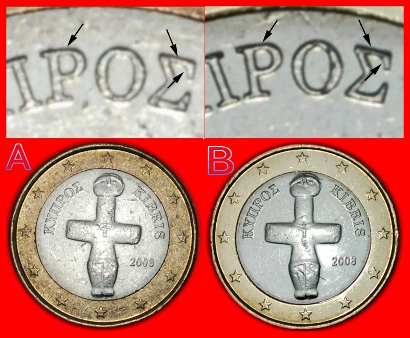 Ⰶ ZWEI VARIETÄTEN FINNLAND ★ ZYPERN ★ 1 EURO 2008! UNGEWÖHNLICH 2 MÜNZEN! OHNE VORBEHALT!