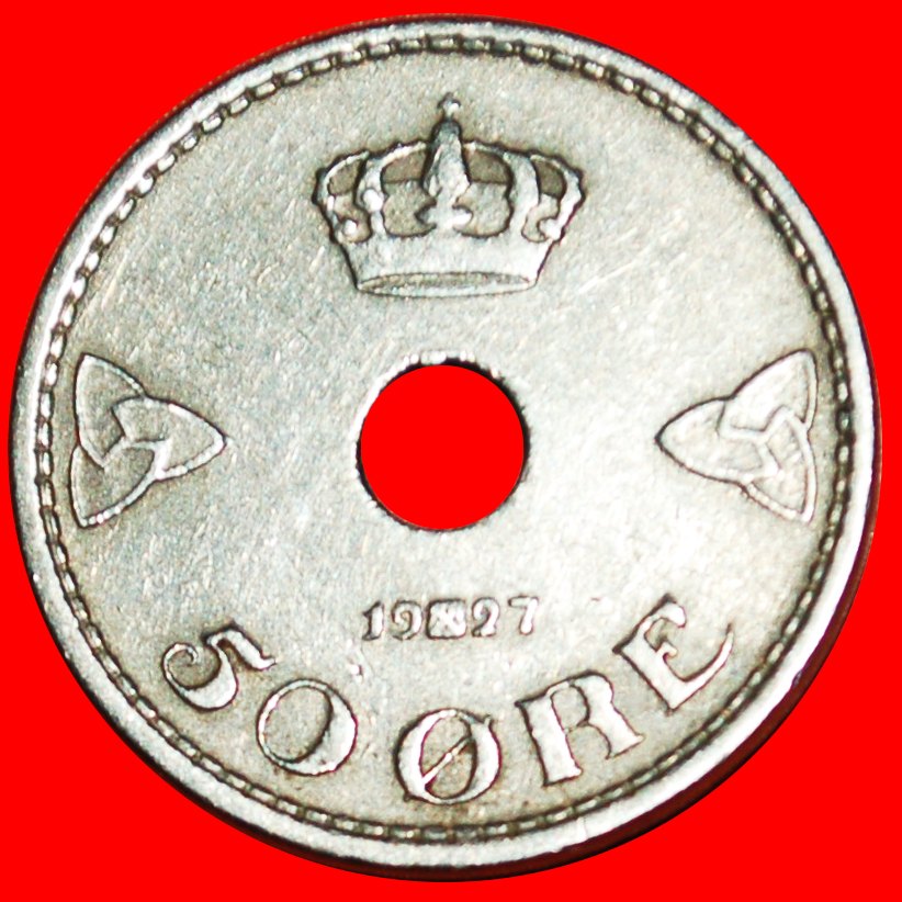  * ROSEN (1926-1949): NORWEGEN ★ 50 OERE 1927 HAAKON  VII. (1905-1957)!★OHNE VORBEHALT!   