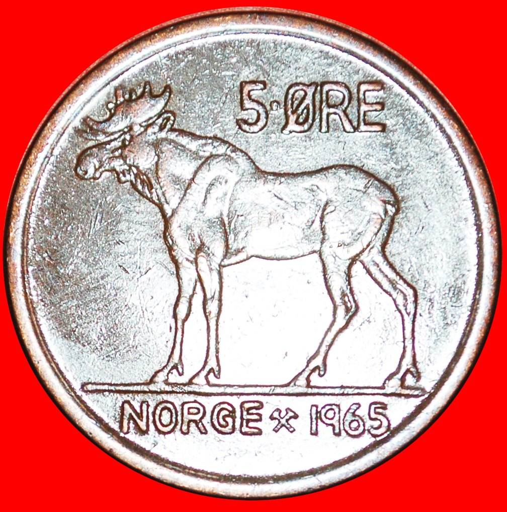  * ELK (1958-1973): NORWAY ★ 5 ORE 1965! OLAV V (1957-1991)★LOW START ★ NO RESERVE!   