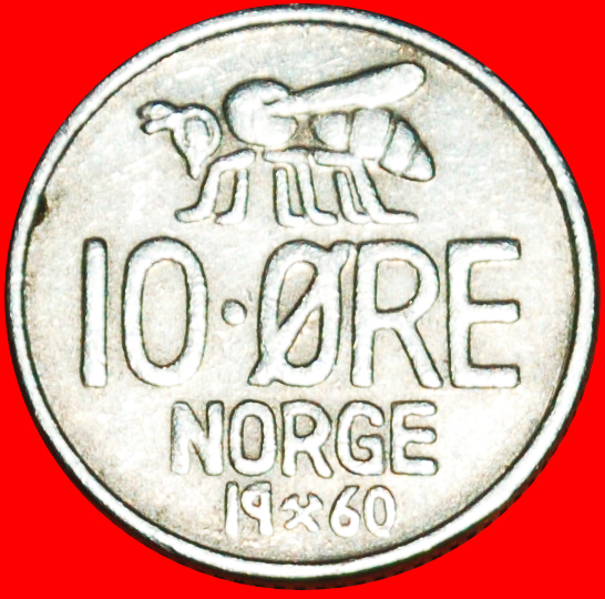  * HONEYBEE (1959-1973): NORWAY ★ 10 ORE 1960! OLAV V (1957-1991)★LOW START ★ NO RESERVE!   
