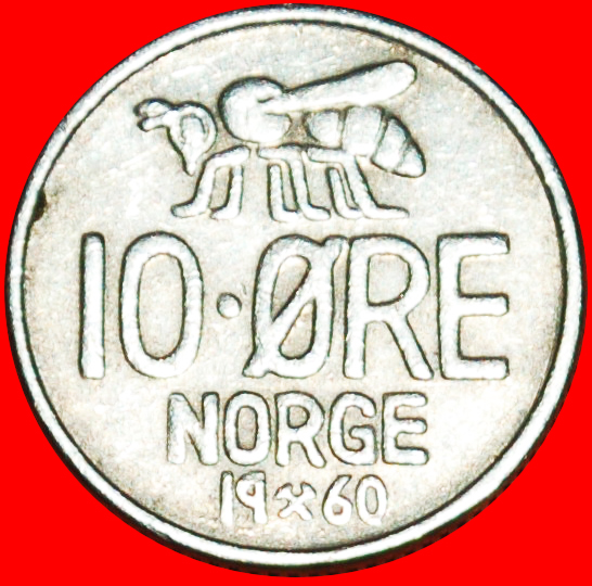  * HONIGBIENE (1959-1973): NORWEGEN ★ 10 OERE 1960! OLAV V. (1957-1991)★OHNE VORBEHALT   