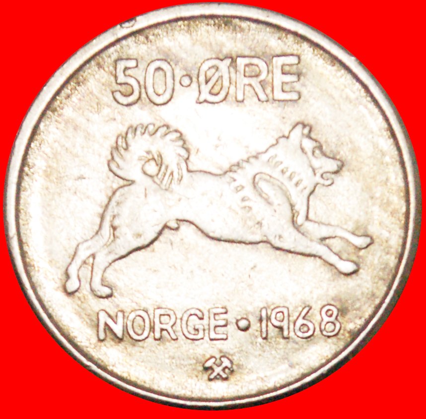  * HUND (1959-1973): NORWEGEN ★ 50 OERE 1968! OLAV V. (1957-1991)★OHNE VORBEHALT   