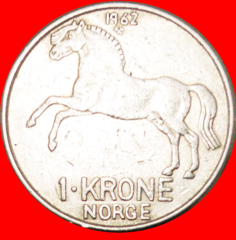 Ⰶ PFERD (1958-1973): NORWEGEN ★ 1 KRONE 1962! OLAV V. (1957-1991)★OHNE VORBEHALT