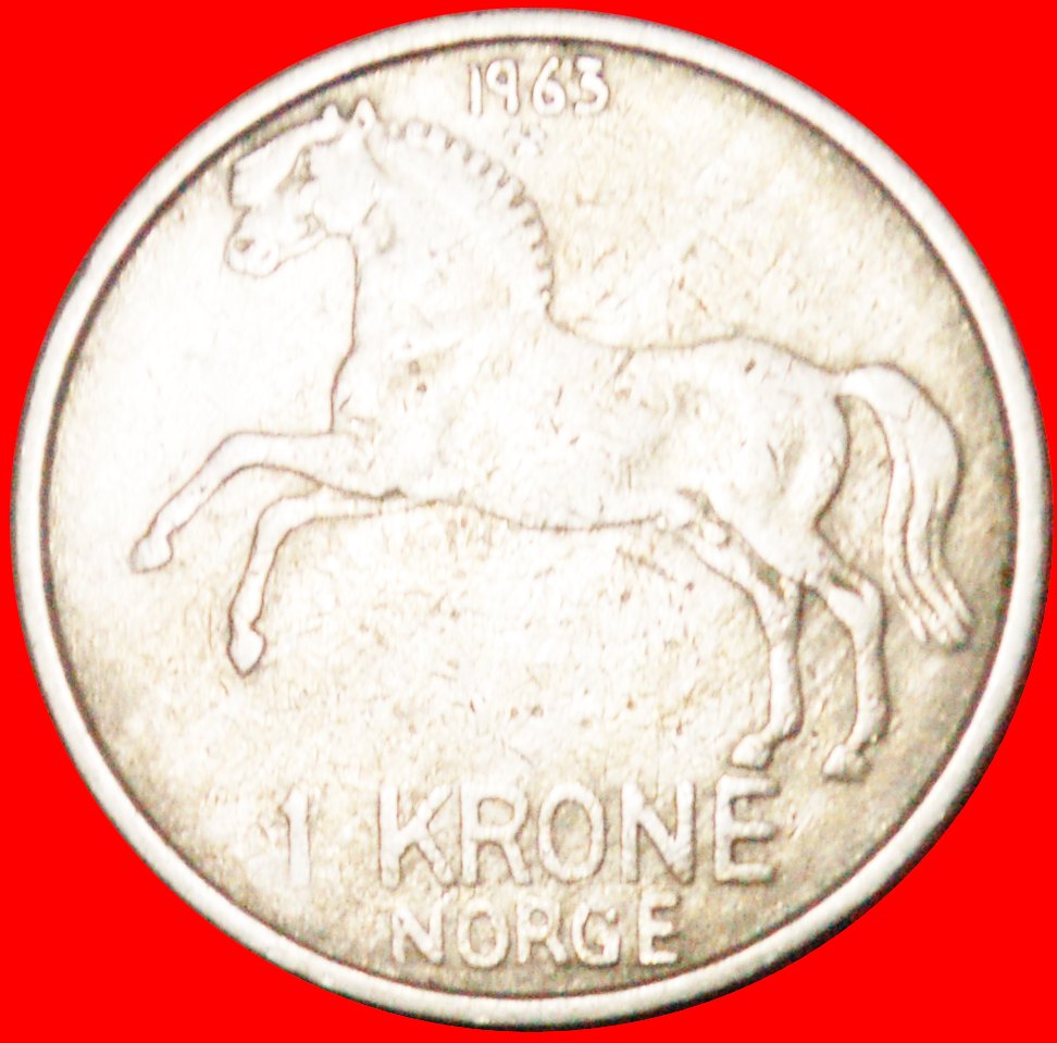  * PFERD (1958-1973): NORWEGEN ★ 1 KRONE 1963! OLAV V. (1957-1991)★OHNE VORBEHALT   