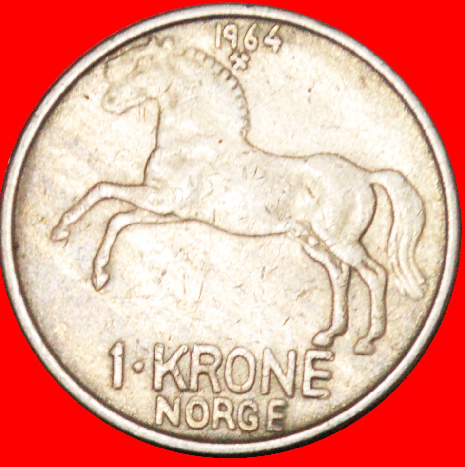  * PFERD (1958-1973): NORWEGEN ★ 1 KRONE 1964! OLAV V. (1957-1991)★OHNE VORBEHALT   