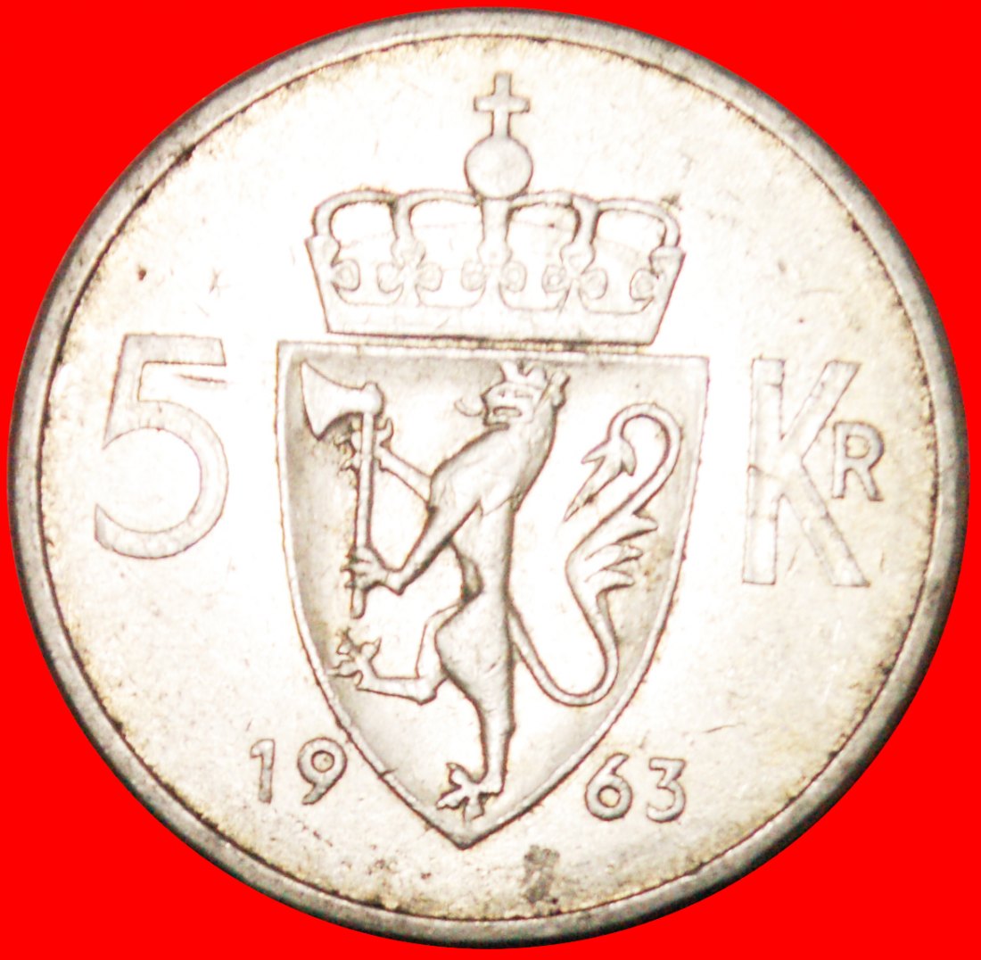  * LÖWE (1963-1973): NORWEGEN ★ 5 KRONE 1963B! OLAV V. (1957-1991)★OHNE VORBEHALT   