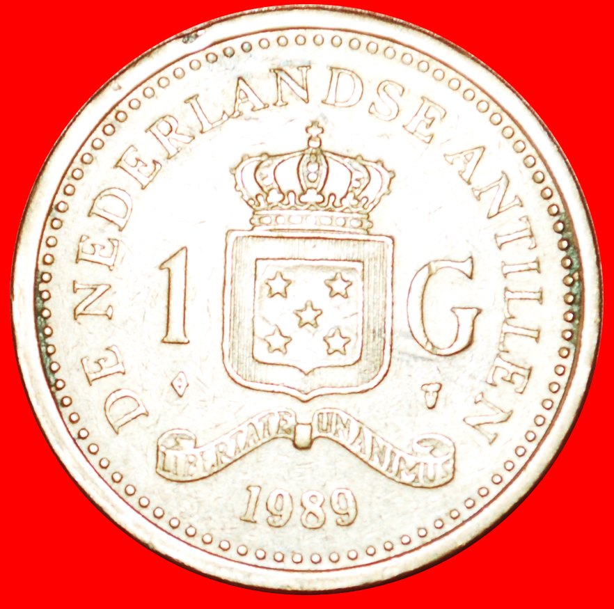 Ⰶ BEATRIX (1980-2013): NETHERLANDS ANTILLES ★ 1 GULDEN 1989! WITHOUT ARUBA!★LOW START ★ NO RESERVE!