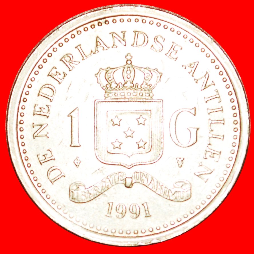 * BEATRIX (1980-2013): NETHERLANDS ANTILLES ★ 1 GULDEN 1991! WITHOUT ARUBA!★LOW START ★ NO RESERVE!
