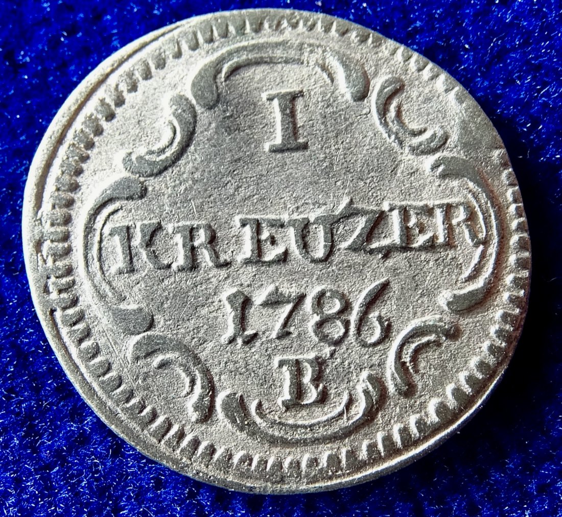  Brandenburg in Franken 1 Kreuzer 1786 B Silber Münze   