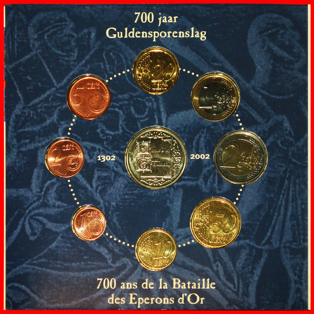  * GOLDENE-SPOREN-SCHLACHT 1302 SIEG ÜBER FRANKREICH:  BELGIEN ★ Kursmünzensatz 2002 ★OHNE VORBEHALT   