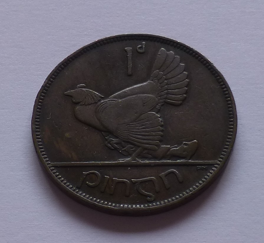  Ireland 1 Penny 1933, Hen with chicks   