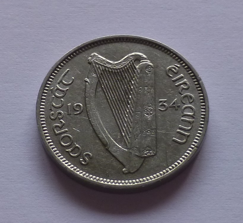  Ireland 6 Pence 1934, Irish Wolfhound   