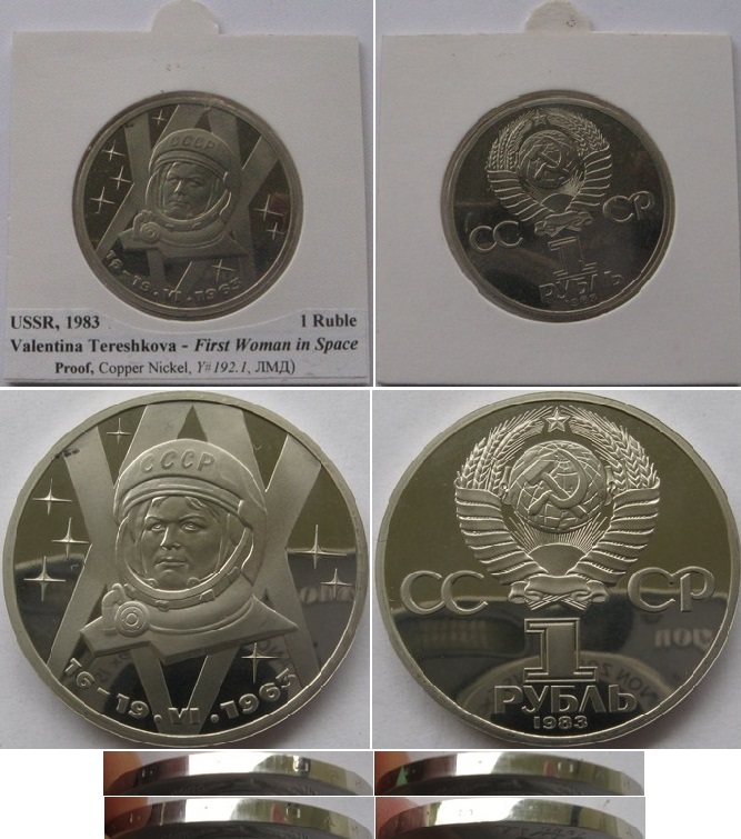  1983, UdSSR, 1-Rubel-Gedenkmünze: V. Tereshkova, Polierte Platte   