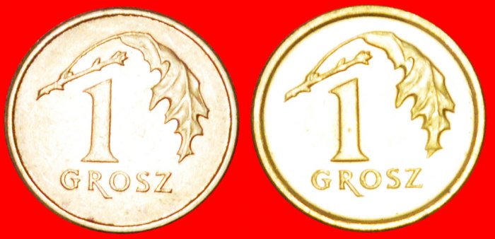  * GREAT BRITAIN & POLAND: POLAND ★ 1 GROSH 2014 BOTH TYPES MINT LUSTRE!★LOW START ★ NO RESERVE!   