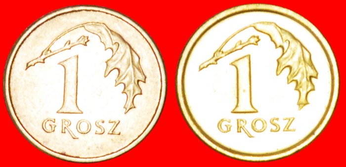  * GREAT BRITAIN & POLAND: POLAND ★ 1 GROSH 2014 BOTH TYPES MINT LUSTRE!★LOW START ★ NO RESERVE!   