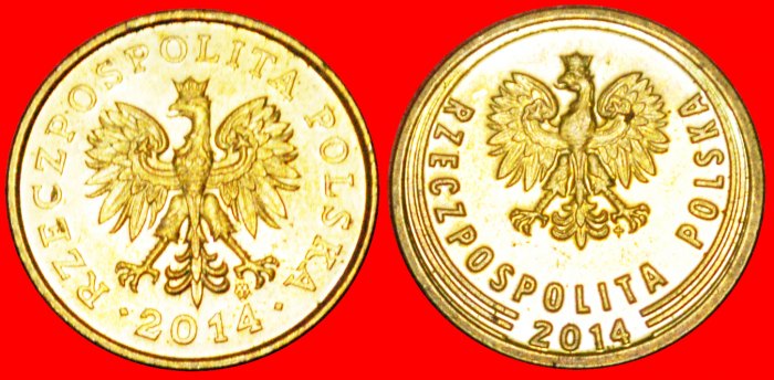  * GREAT BRITAIN & POLAND: POLAND ★ 2 GROSHES 2014 BOTH TYPES MINT LUSTRE!★LOW START ★ NO RESERVE!   