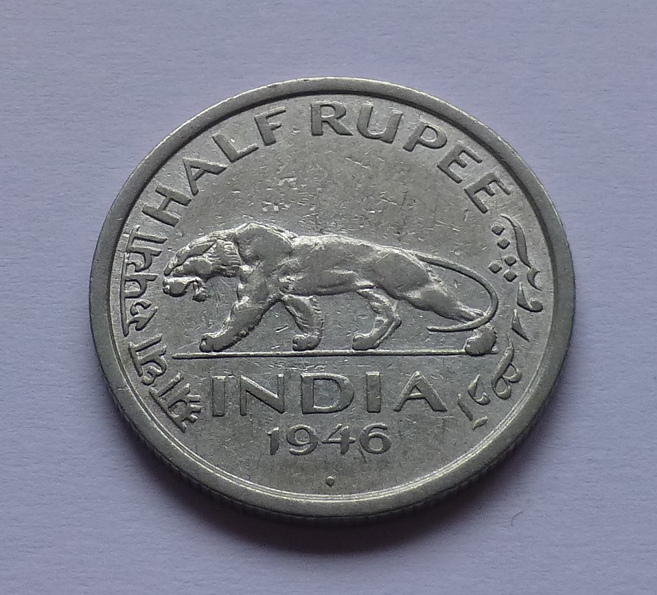  Indien - British India 1/2 Rupee 1946, Indian tiger (panthera tigris)   