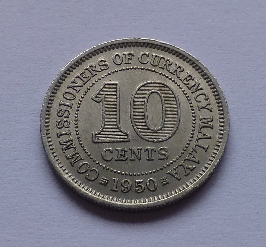  Malaya 10 Cents 1950   