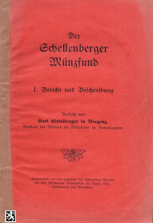  Rittelberger - Der Schellenberger Münzfund / Bodenseegebiet / (org.Broschur 1931)   
