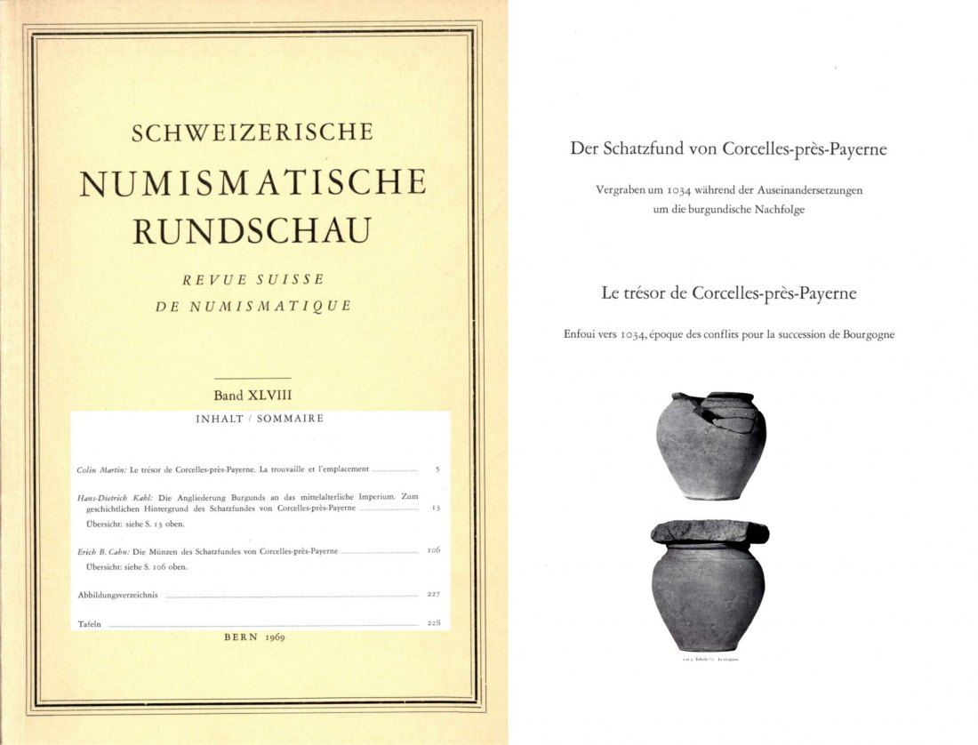  (SNR)  Band 48 (1969) Cahn -Die Münzen des Schatzfundes von Corcelles-près-Payerne Vergraben um 1034   