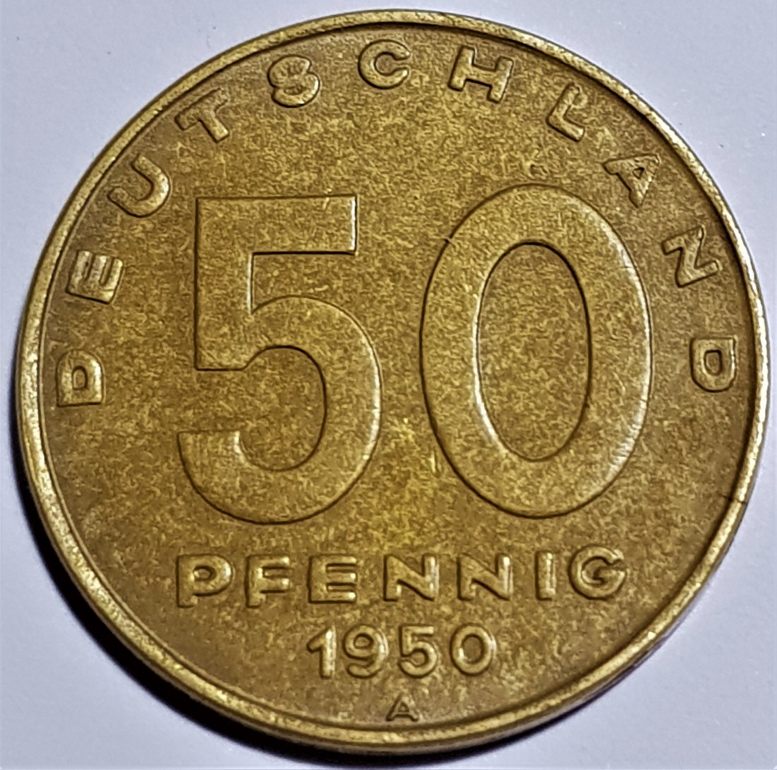  DDR 50 Pfennig 1950 - Pflug vor Industrieanlage   